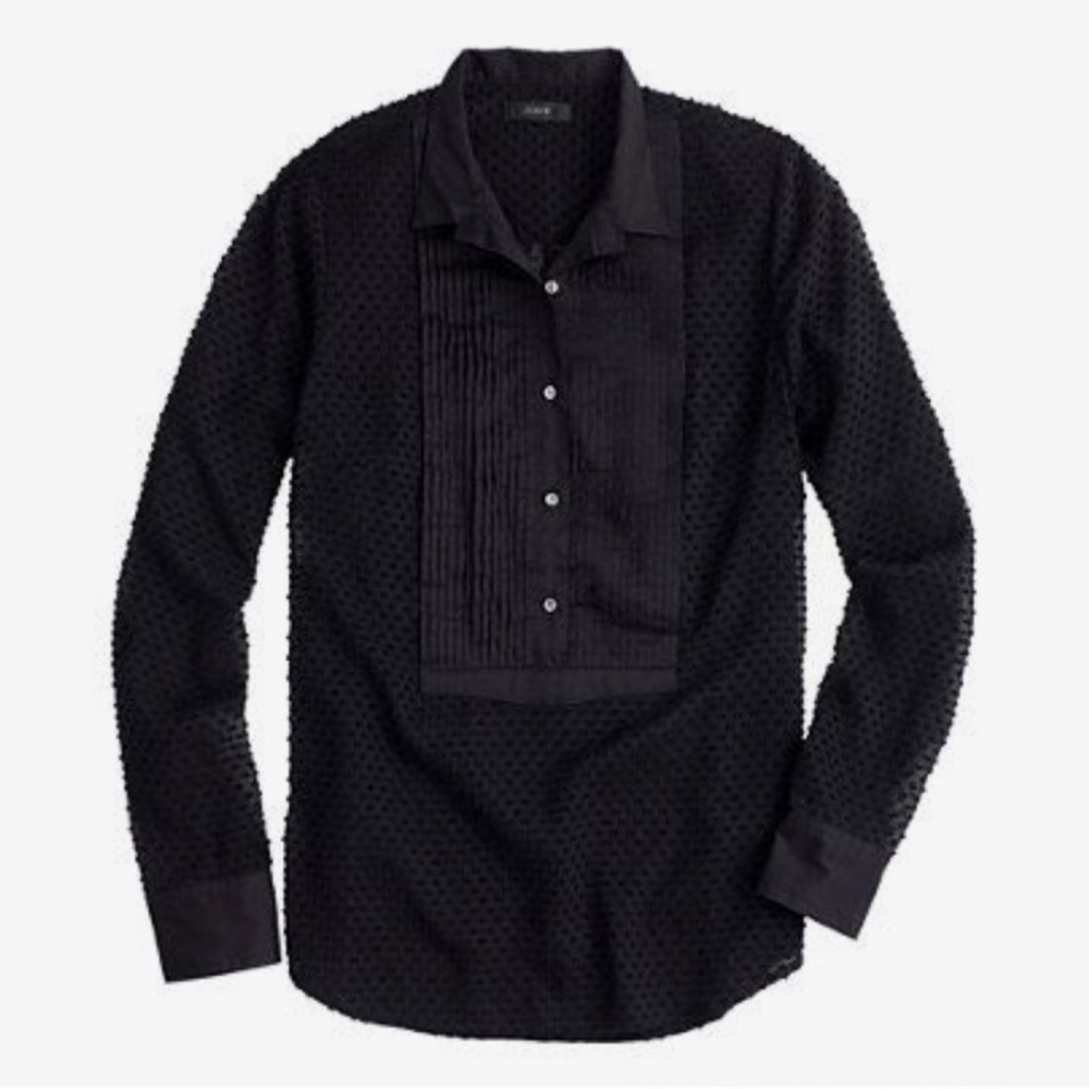 J. Crew Swiss Dot Tuxedo Textured Popover Shirt